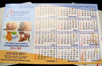 Magnetic Fridge Calendar Year at a glance